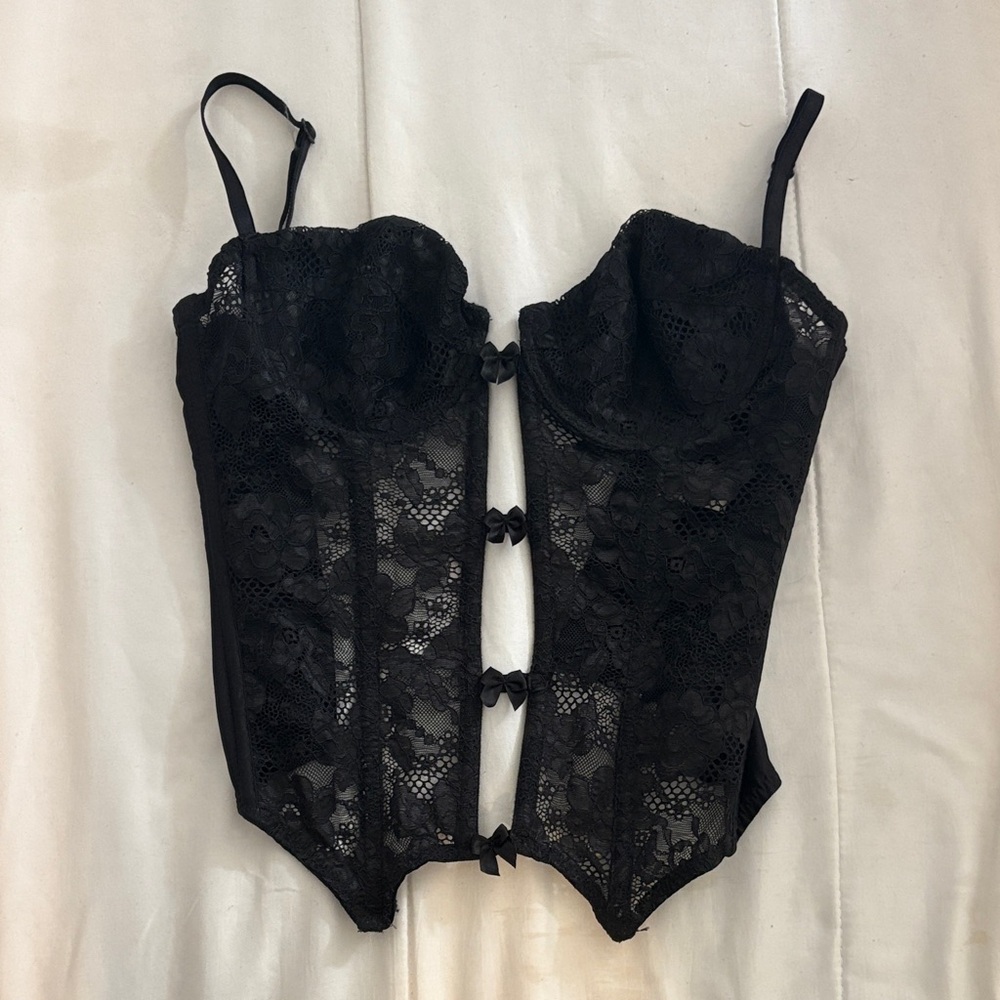 Vintage Victoria secret Black Lace Bustier Corset Top - Women's Intimates